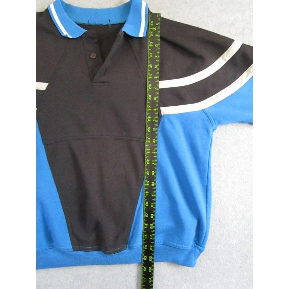 Vintage Rugby Sweater Mens Medium Blue‎ Black Carolina Colorblock Retro Cropped